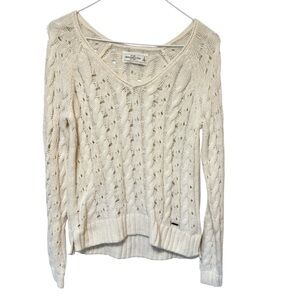 A&F Womens Open Knit Cable‎ Knit Wool Rabbit Hair Blend Sweater Small Preppy